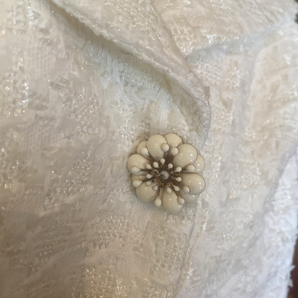 Boston Proper Cream Tweed Double Breasted Jacket Dress 4 Decorative Buttons 4 - Picture 6 of 8